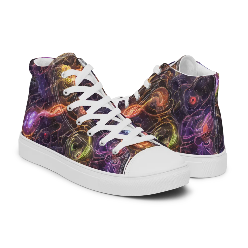 Luminous Gravity on Men's High Top Canvas Shoes — Right