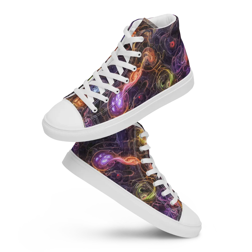 Luminous Gravity on Men's High Top Canvas Shoes — Front
