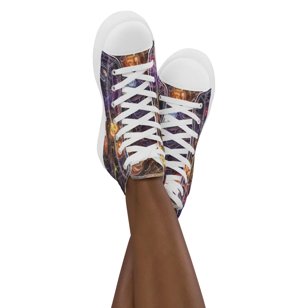 Luminous Gravity on Women's High Top Canvas Shoes — Front