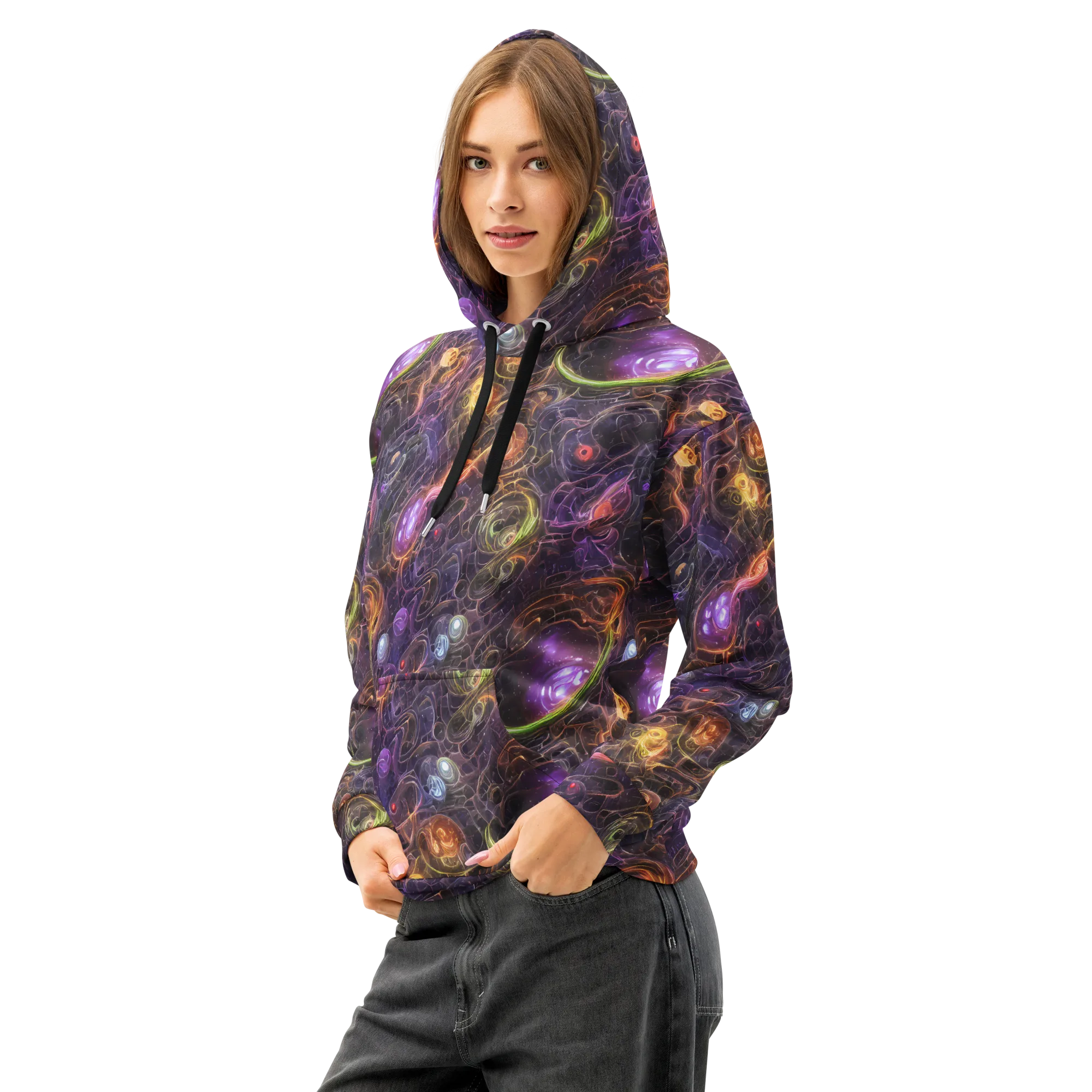 Luminous Gravity on Cotton Hoodie — Left Front