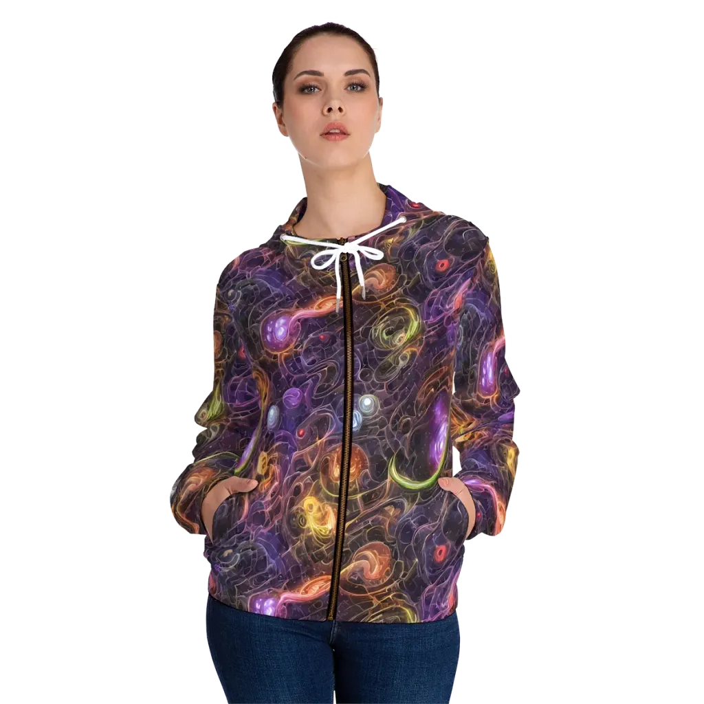 Luminous Gravity on Women's Full-Zip Hoodie — Front On Person