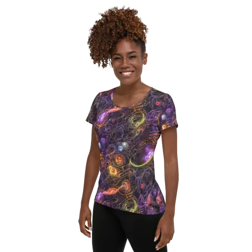 Luminous Gravity on a Women's Athletic T-Shirt