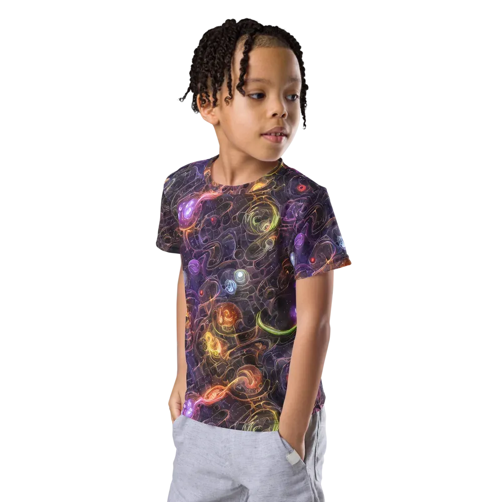 Luminous Gravity on Kids Crew Neck T-Shirt — Left Front