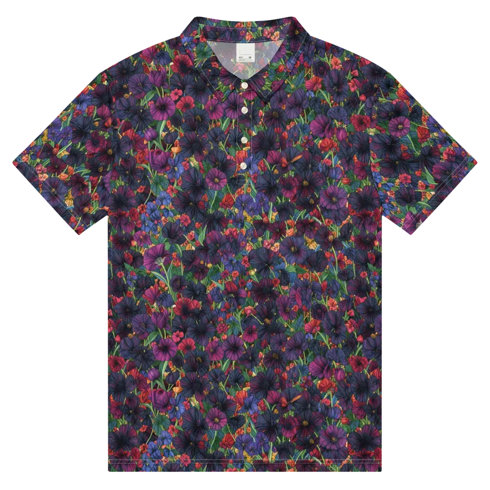 Velvet Wildflowers on Men's Slim Fit Polo Shirt — Front