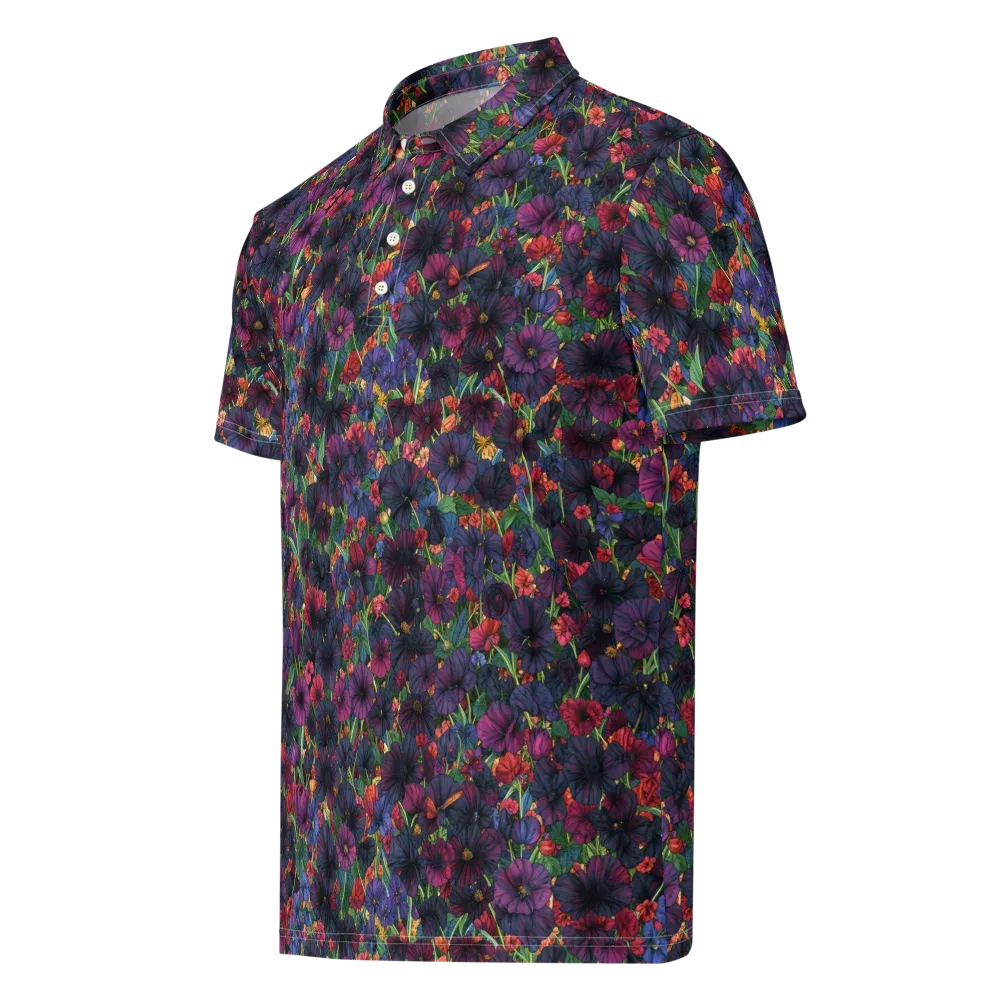 Velvet Wildflowers on Men's Slim Fit Polo Shirt — Left Front