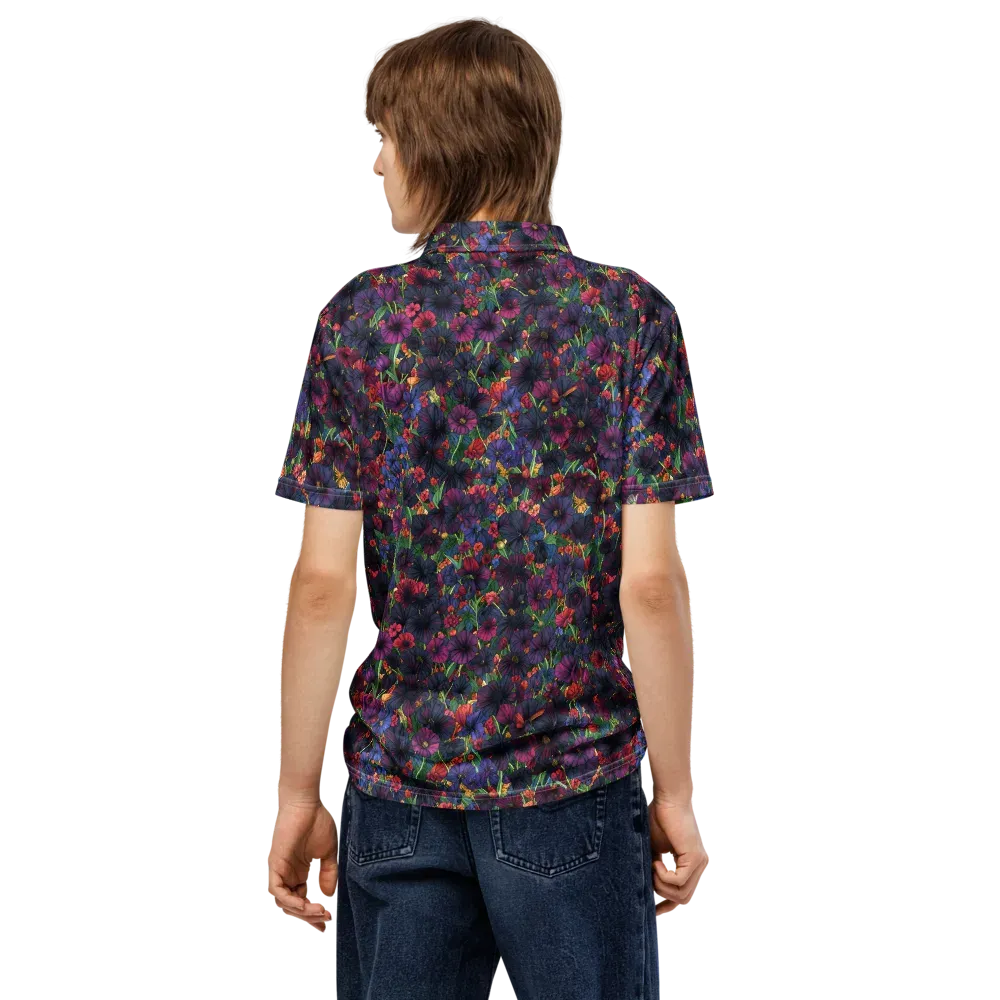 Velvet Wildflowers on Men's Slim Fit Polo Shirt — Back