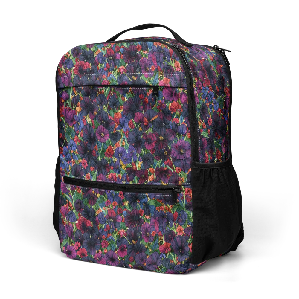 Velvet Wildflowers on Utility Backpack — Left Front