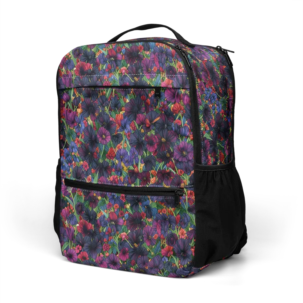 Velvet Wildflowers on Utility Backpack — Left Front