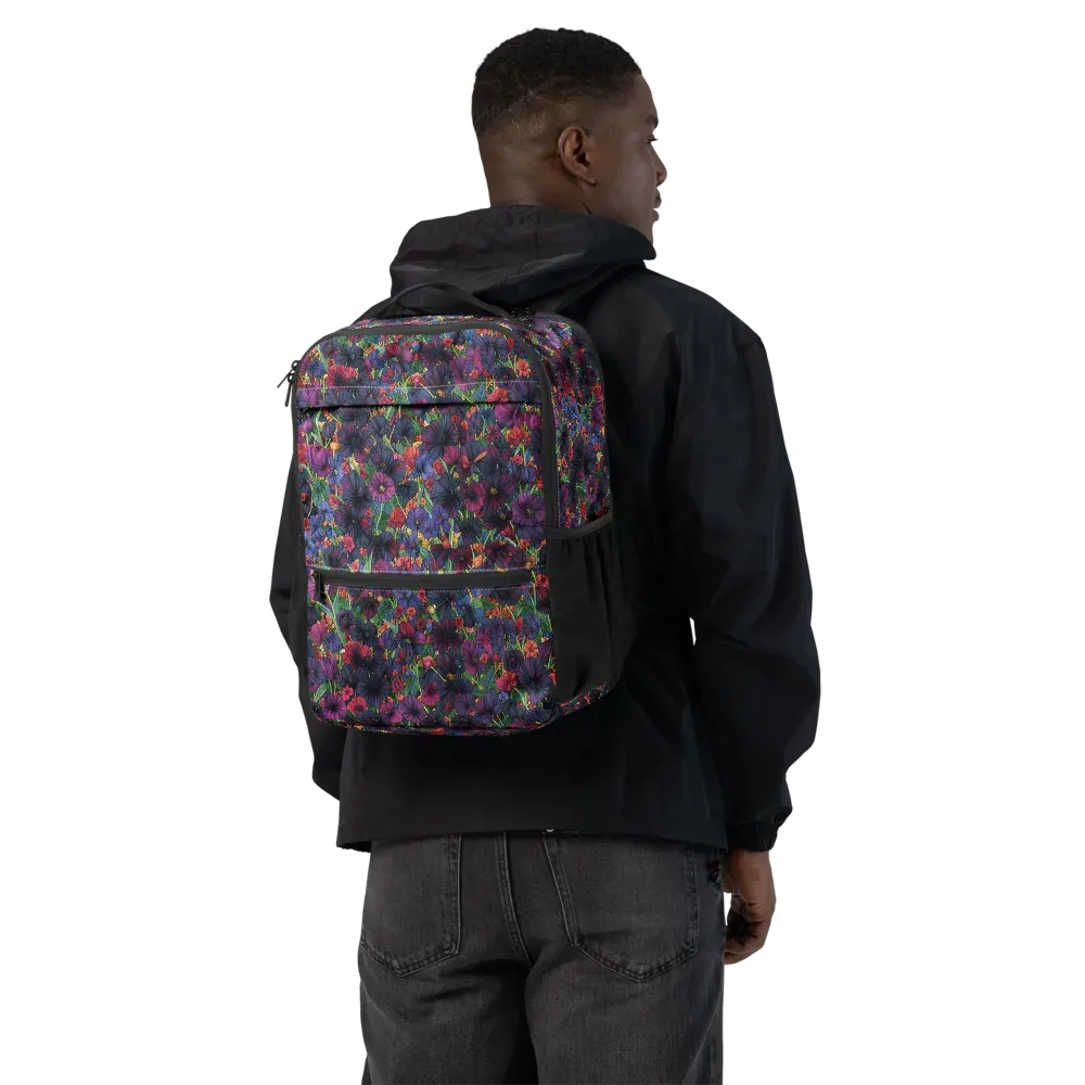 Velvet Wildflowers on Utility Backpack — Back