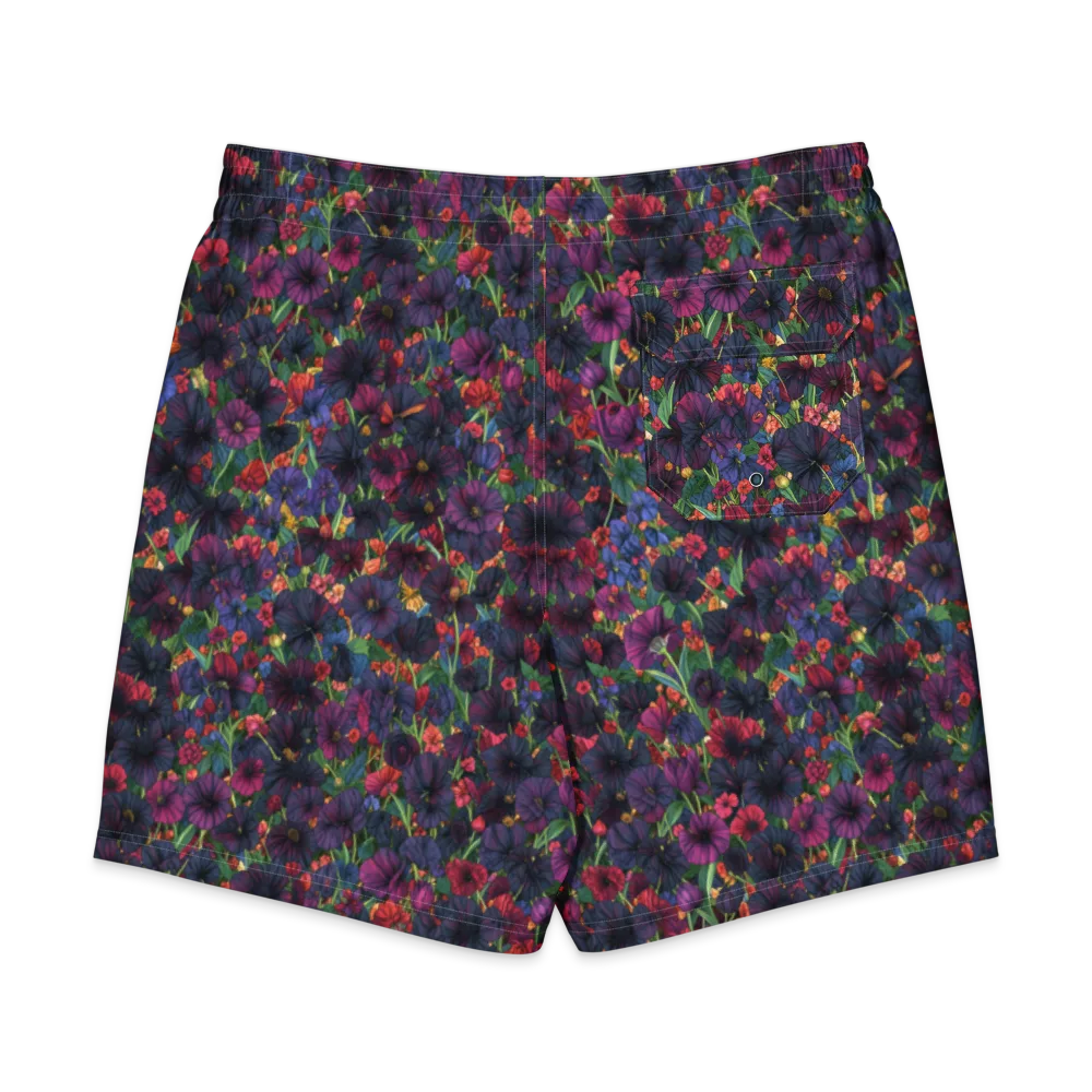 Velvet Wildflowers on Men's Board Shorts — Back