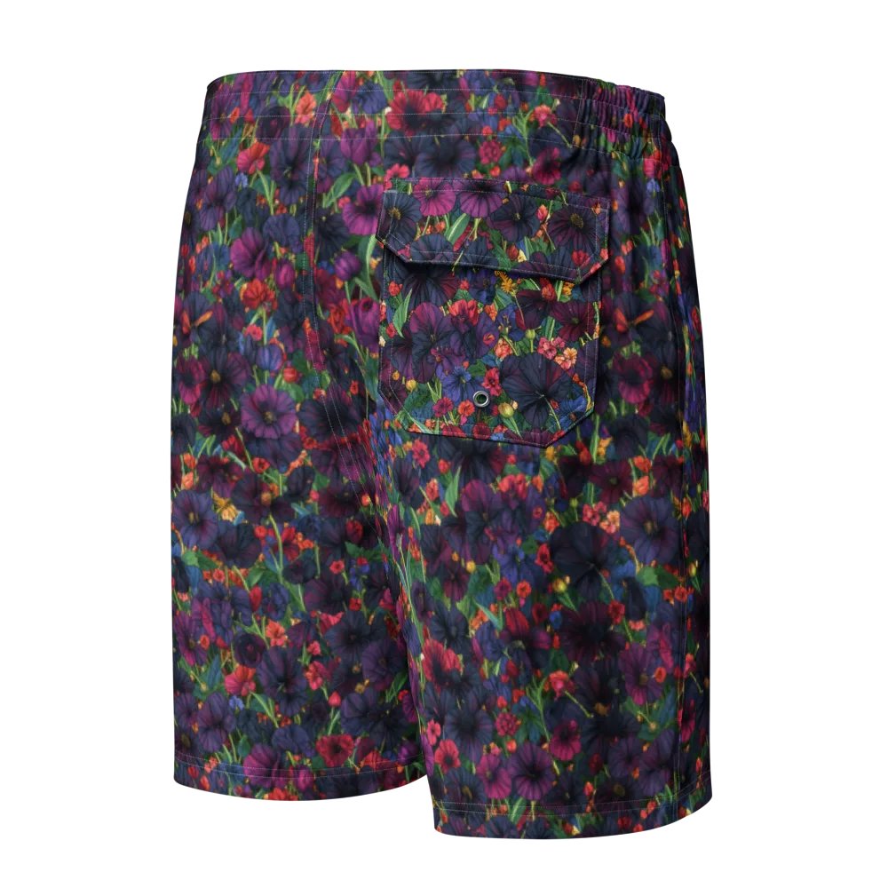 Velvet Wildflowers on Men's Board Shorts — Back