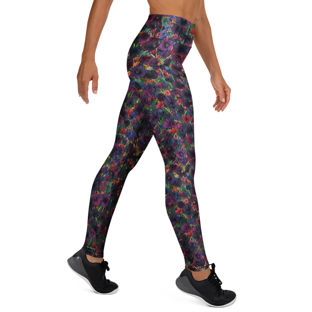 Velvet Wildflowers on Yoga Leggings — Right