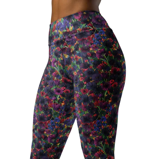 Velvet Wildflowers on a Yoga Leggings