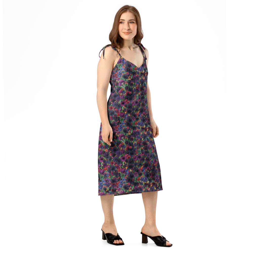 Velvet Wildflowers on Slip Dress — Right Front