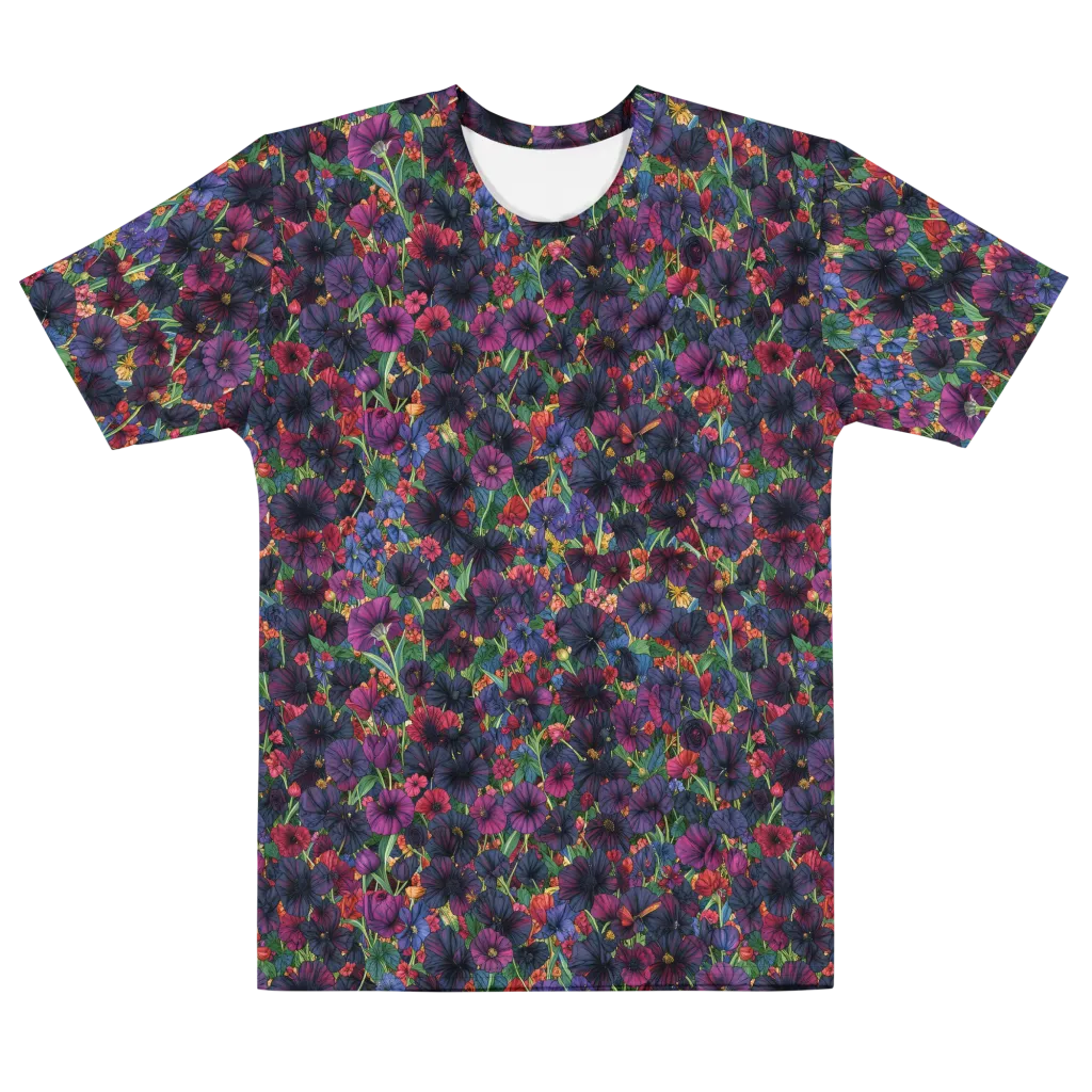 Velvet Wildflowers on Men's Cotton Crew Neck T-Shirt — Front