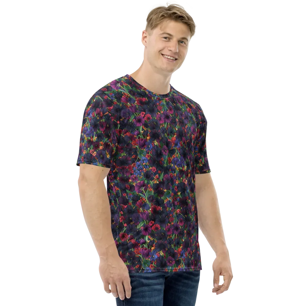 Velvet Wildflowers on Men's Crew Neck T-Shirt — Right