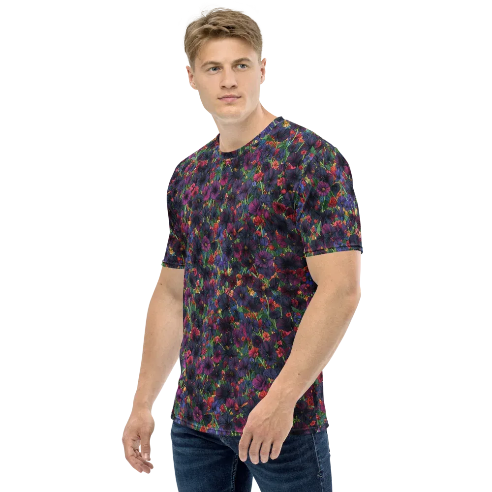 Velvet Wildflowers on Men's Crew Neck T-Shirt — Left
