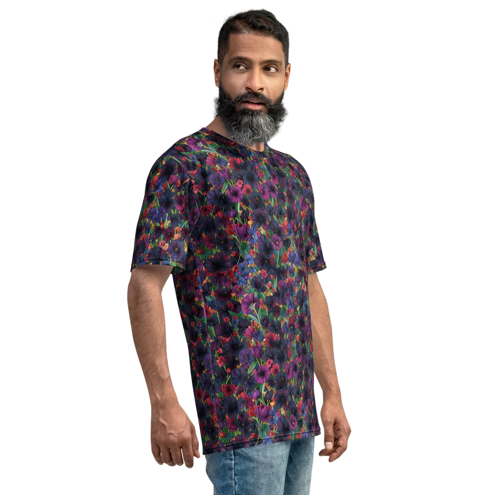 Velvet Wildflowers on Men's Crew Neck T-Shirt — Right