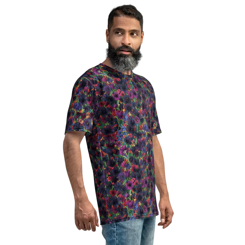 Velvet Wildflowers on Men's Crew Neck T-Shirt — Right