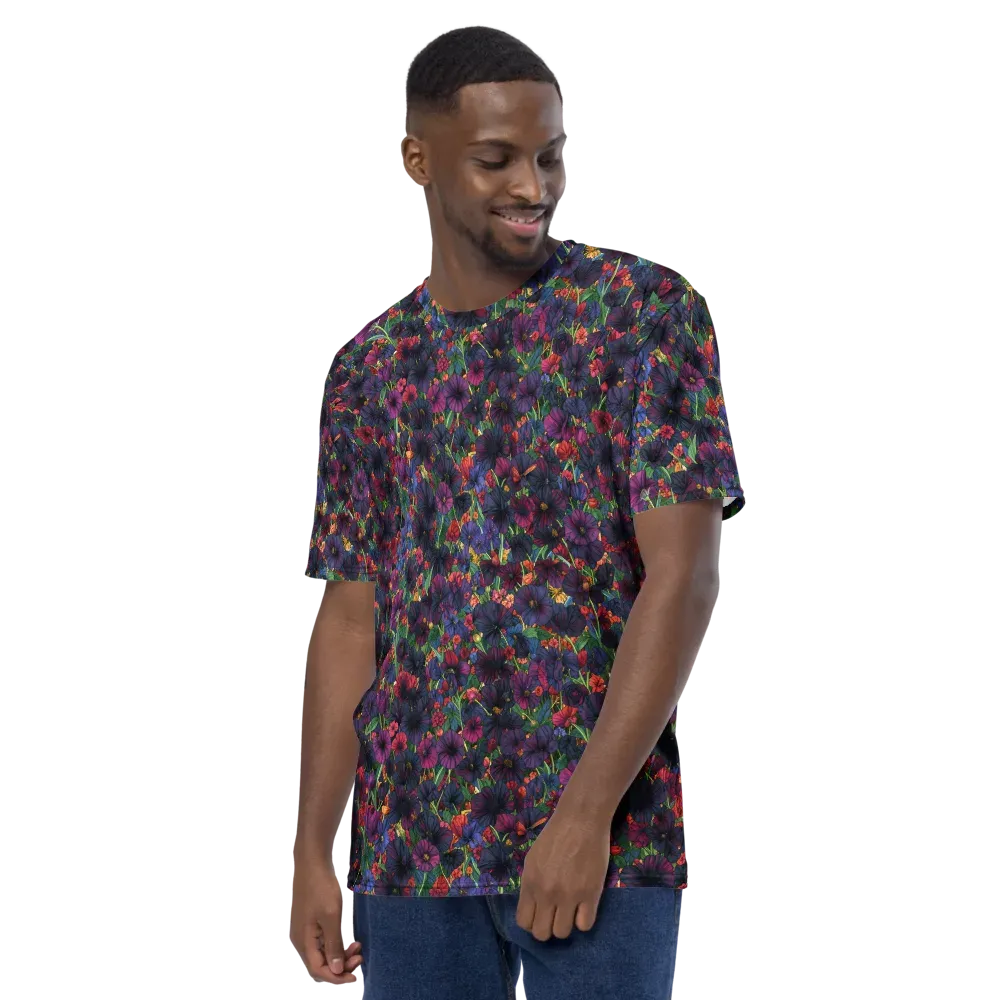 Velvet Wildflowers on Men's Crew Neck T-Shirt — Left