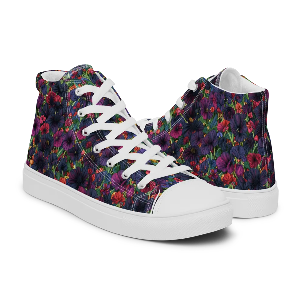Velvet Wildflowers on Men's High Top Canvas Shoes — Right