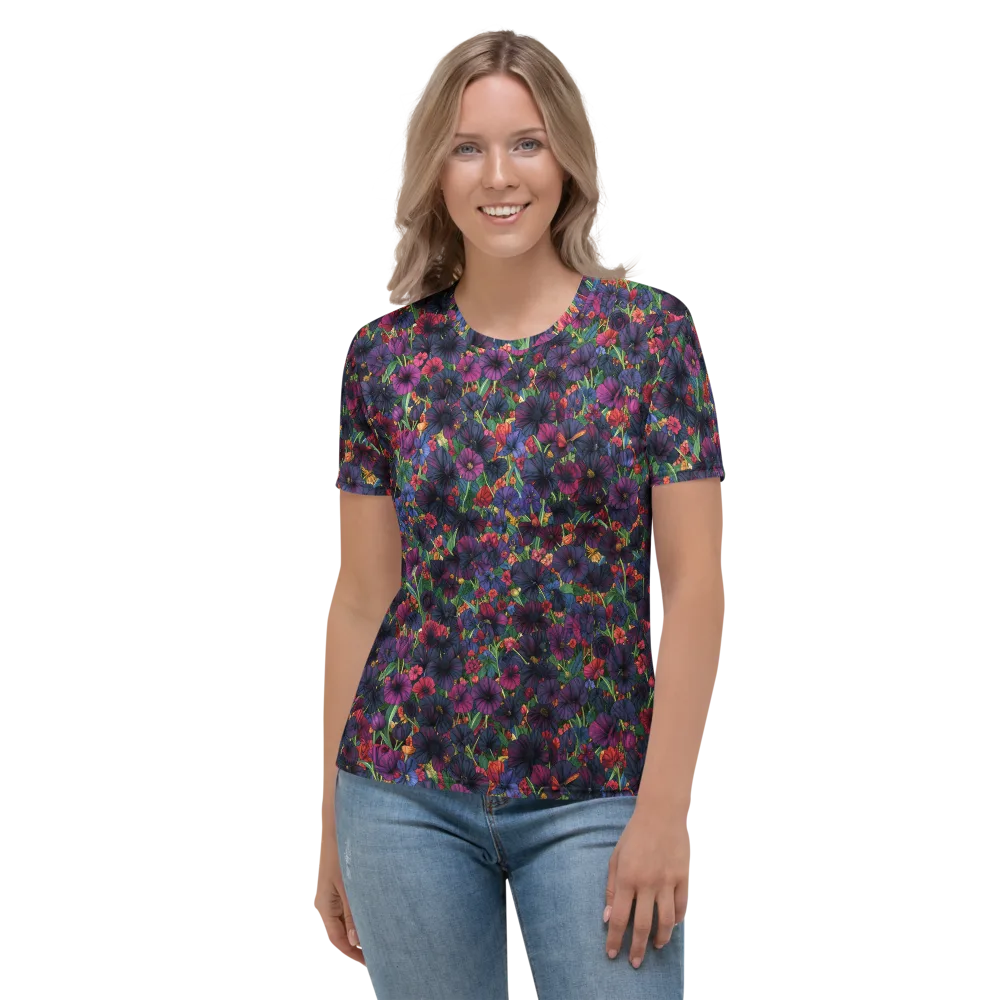 Velvet Wildflowers on Women's Crew Neck T-Shirt — Front