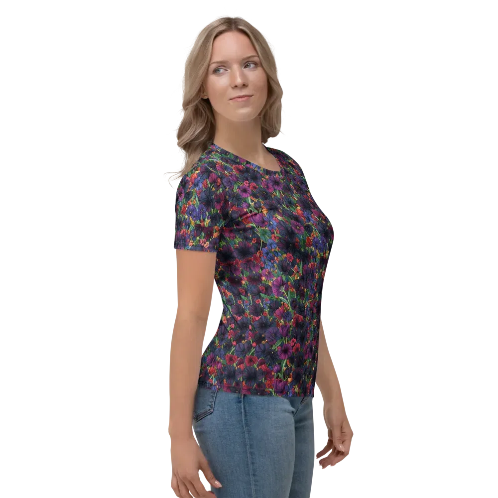 Velvet Wildflowers on Women's Crew Neck T-Shirt — Right