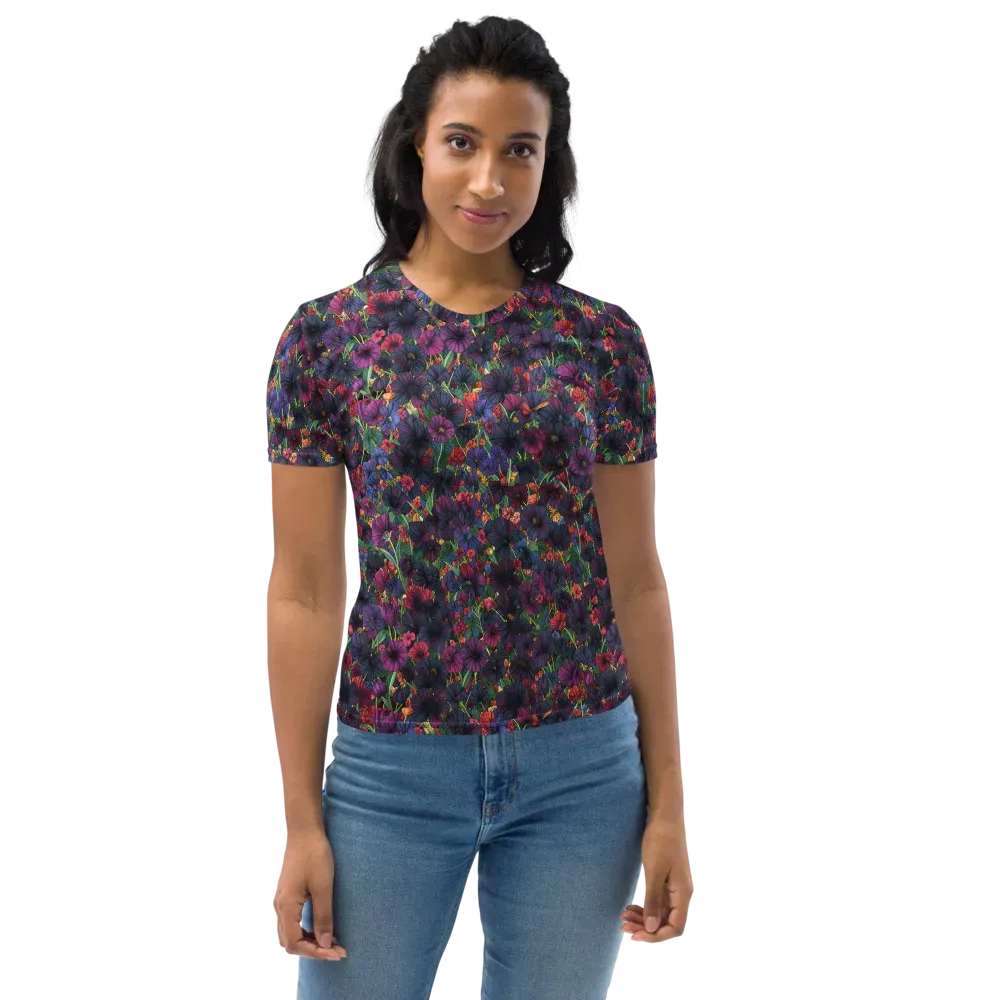 Velvet Wildflowers on Women's Crew Neck T-Shirt — Front