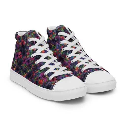 Velvet Wildflowers on a Women's High Top Canvas Shoes