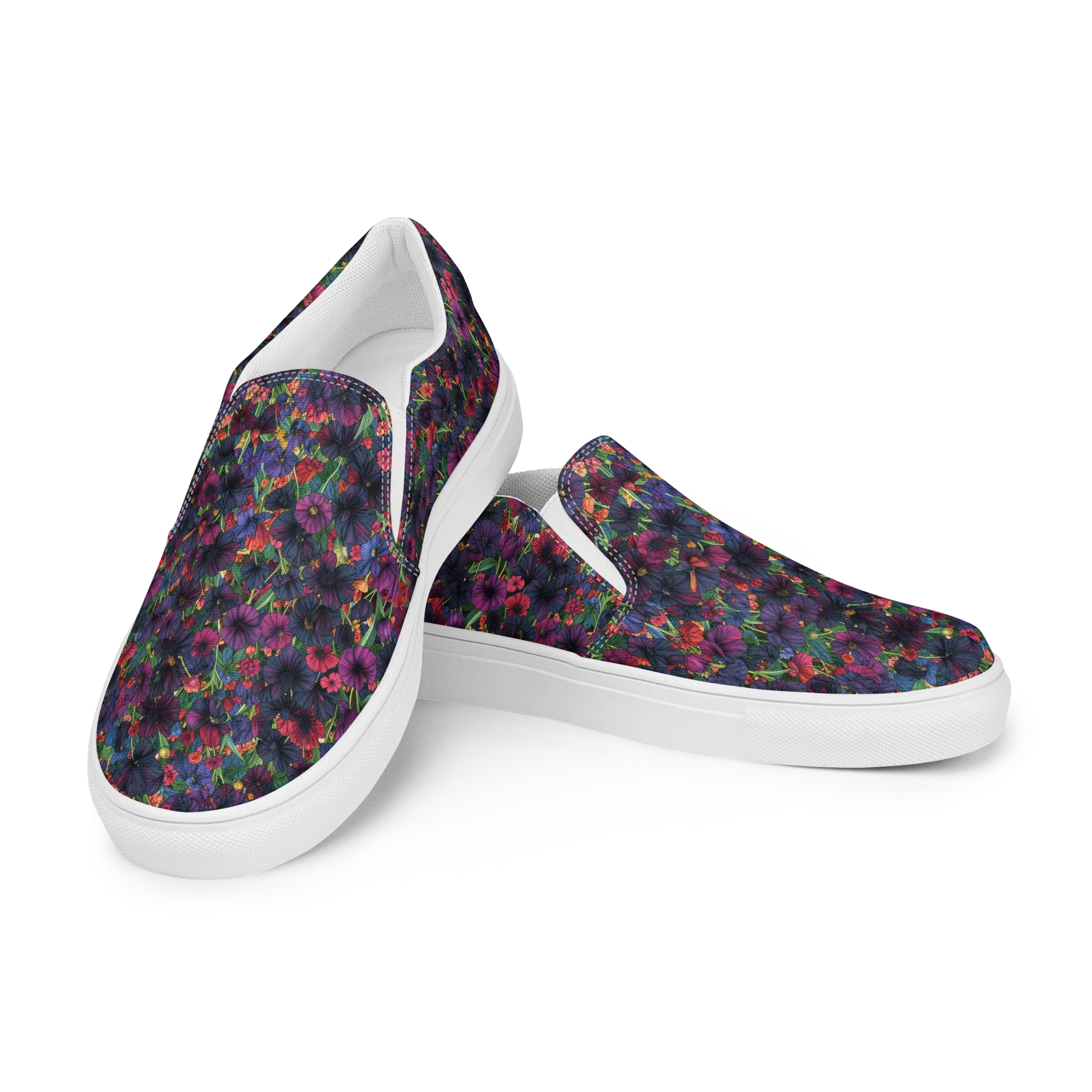 Velvet Wildflowers on Men's Slip-On Canvas Shoes — Left Front