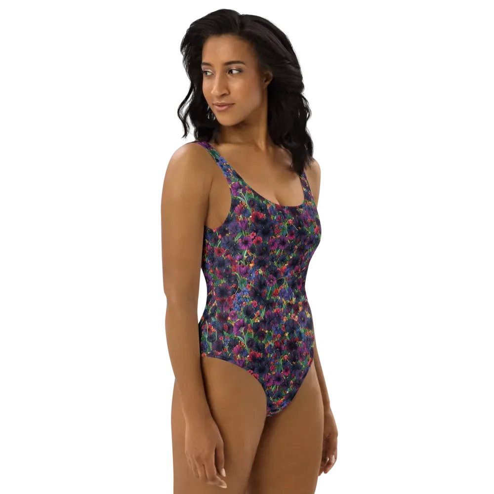 Velvet Wildflowers on One-Piece Swimsuit — Right
