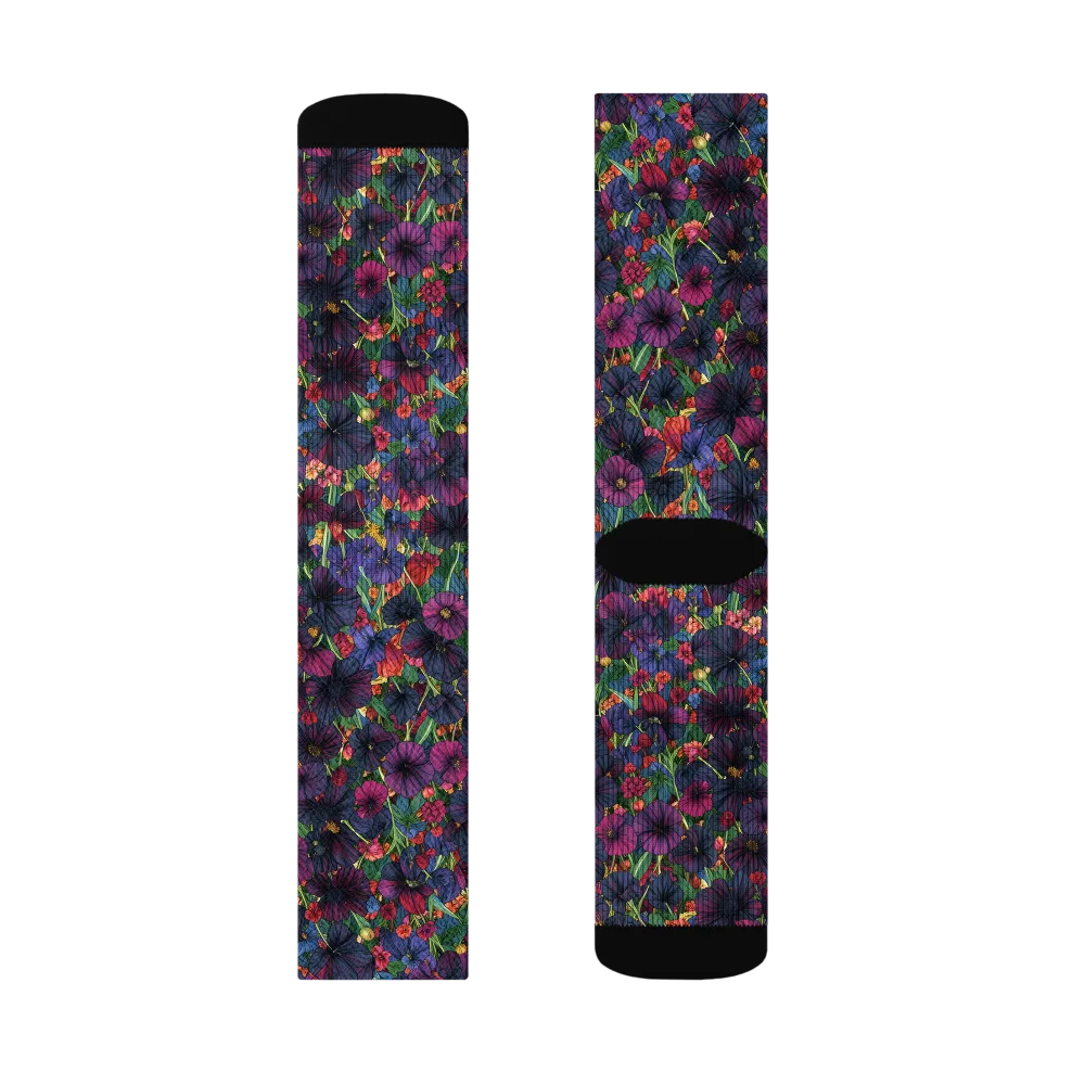 Velvet Wildflowers on Socks — Left Sock