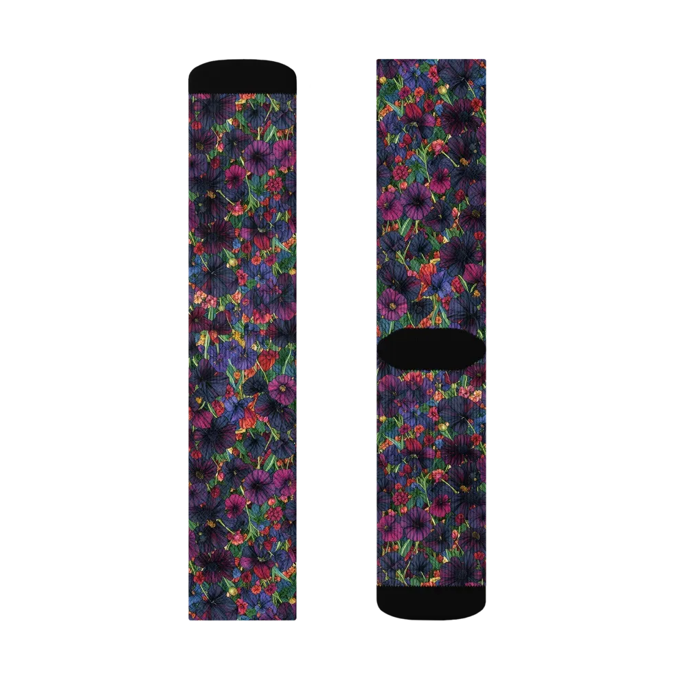 Velvet Wildflowers on Socks — Right Sock