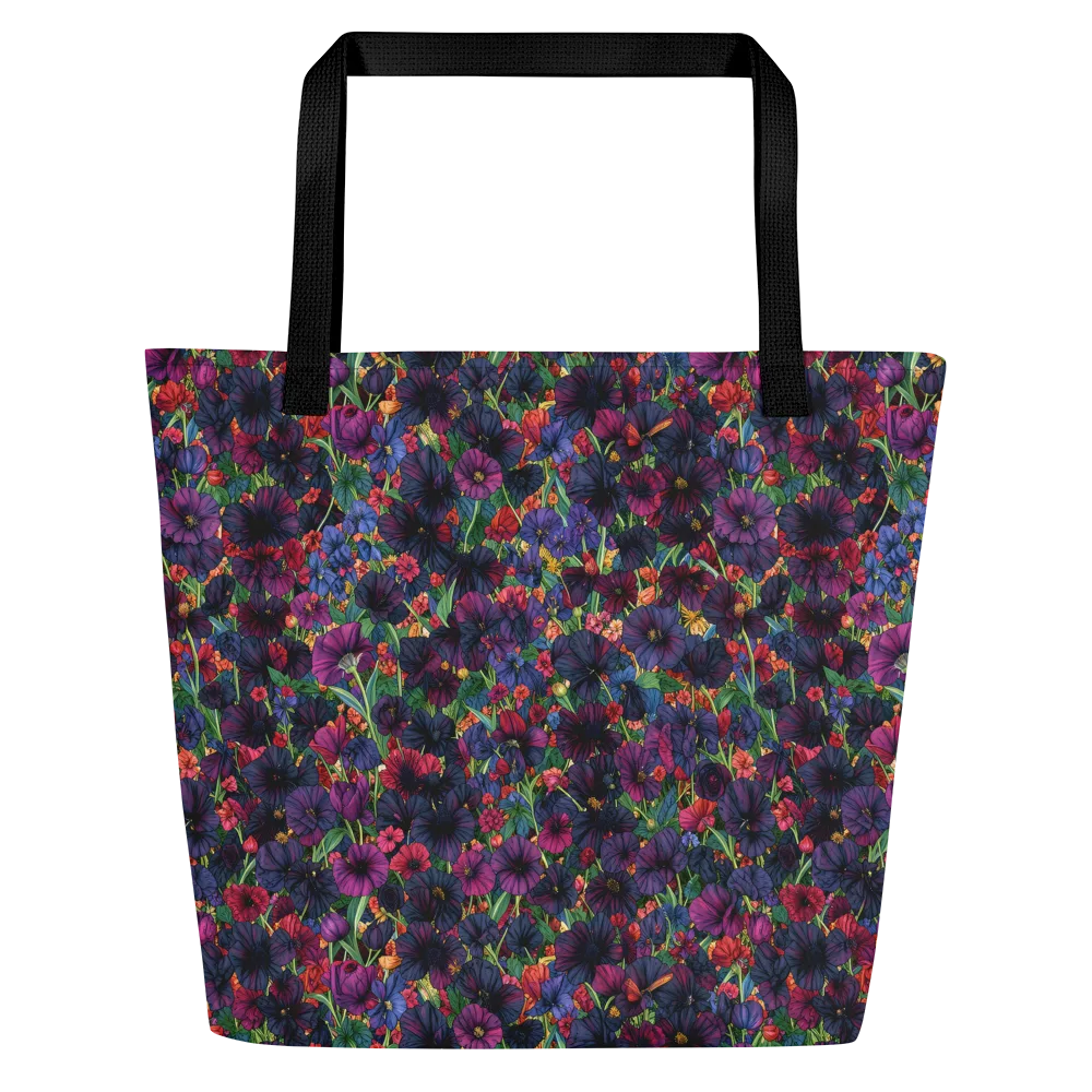 Velvet Wildflowers on Large Tote Bag W/ Pocket — Front