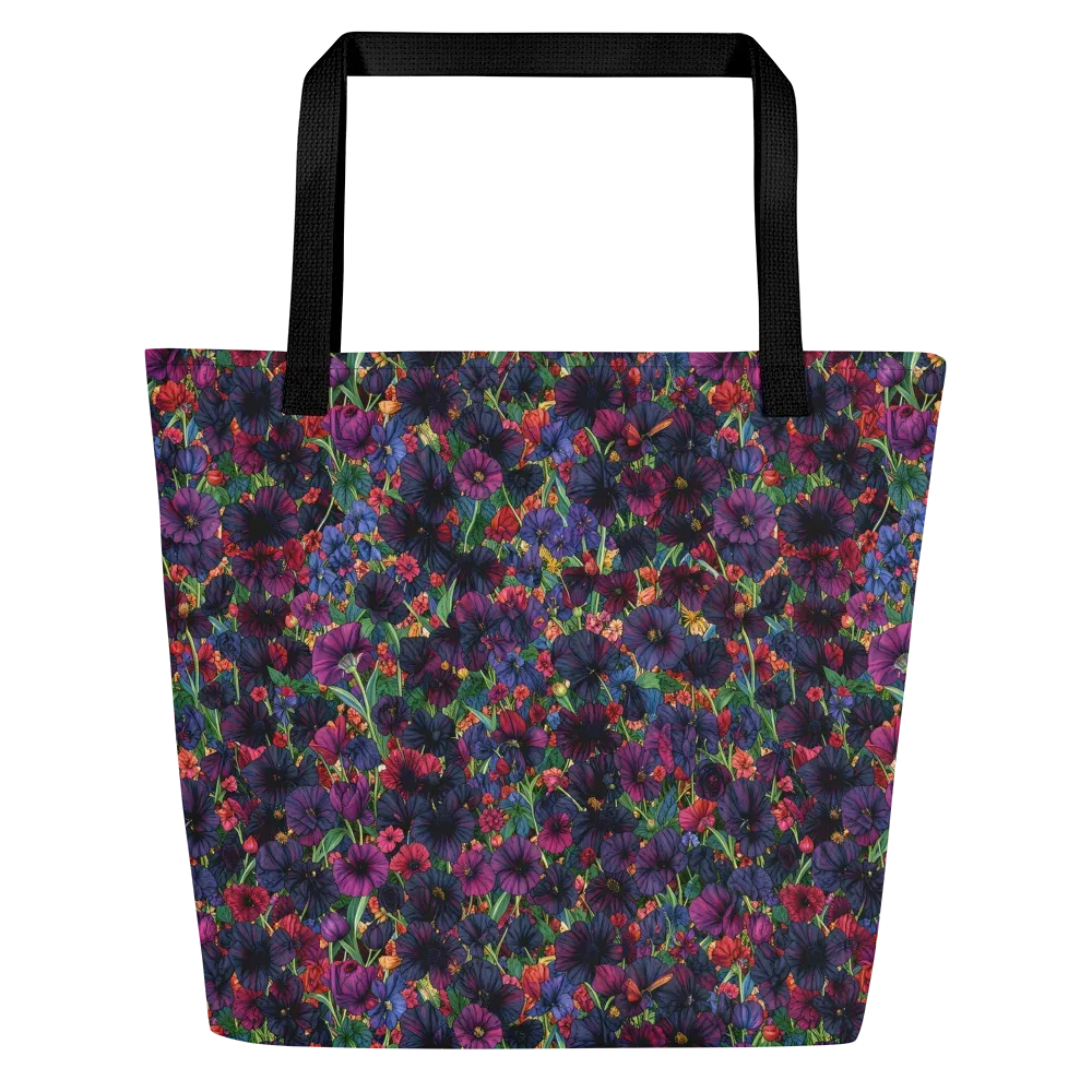 Velvet Wildflowers on Large Tote Bag W/ Pocket — Front