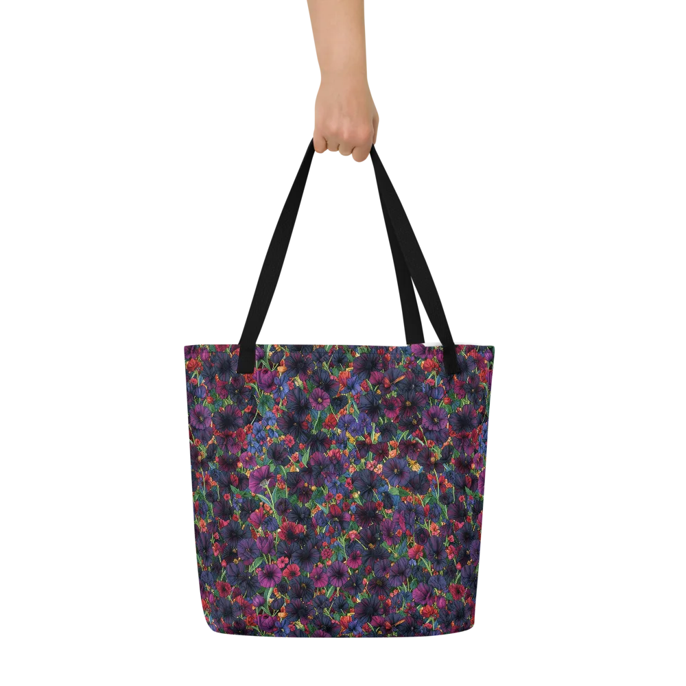 Velvet Wildflowers on Large Tote Bag W/ Pocket — Front