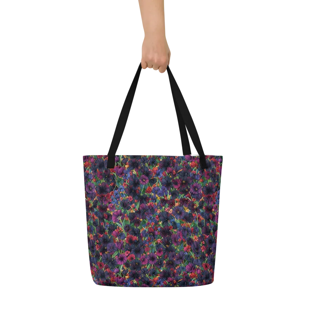 Velvet Wildflowers on Large Tote Bag W/ Pocket — Front