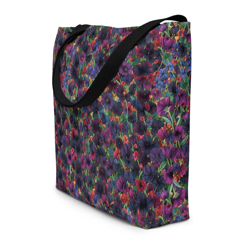 Velvet Wildflowers on Large Tote Bag W/ Pocket — Front