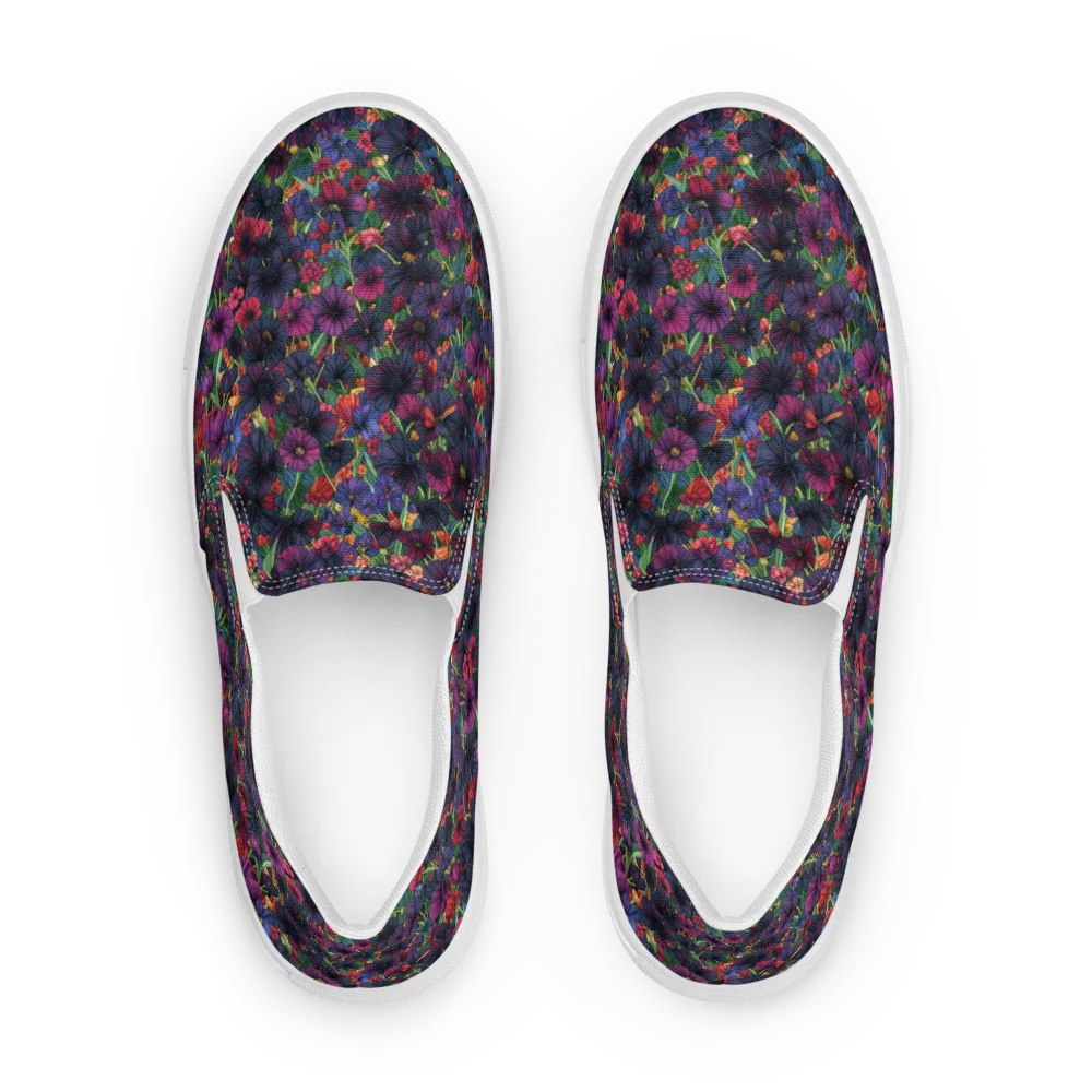 Velvet Wildflowers on Women's Slip-On Canvas Shoes — Front