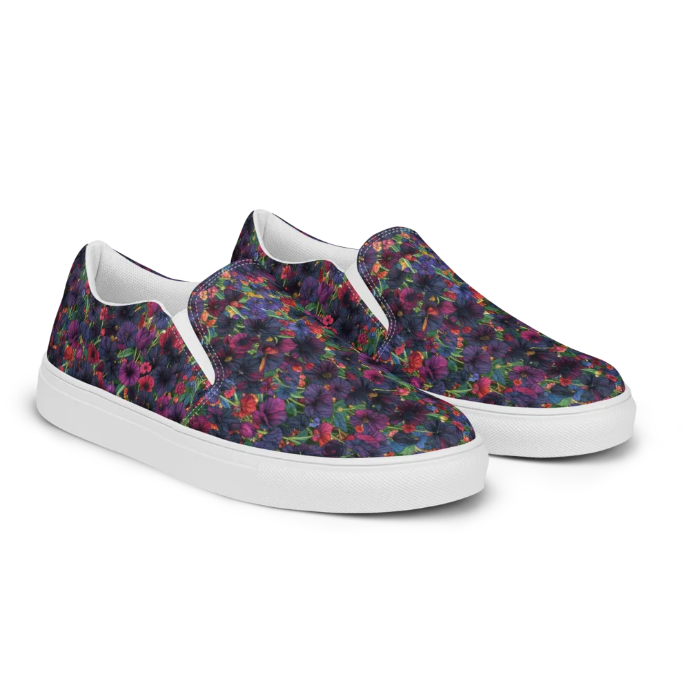 Velvet Wildflowers on Women's Slip-On Canvas Shoes — Right Front