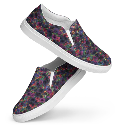 Velvet Wildflowers on a Women's Slip-On Canvas Shoes