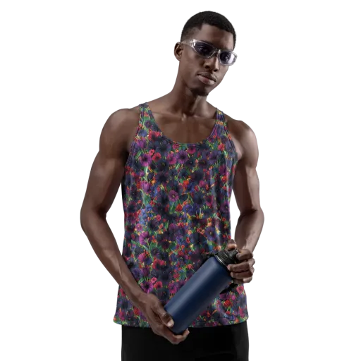 Velvet Wildflowers on a Men's Tank Top