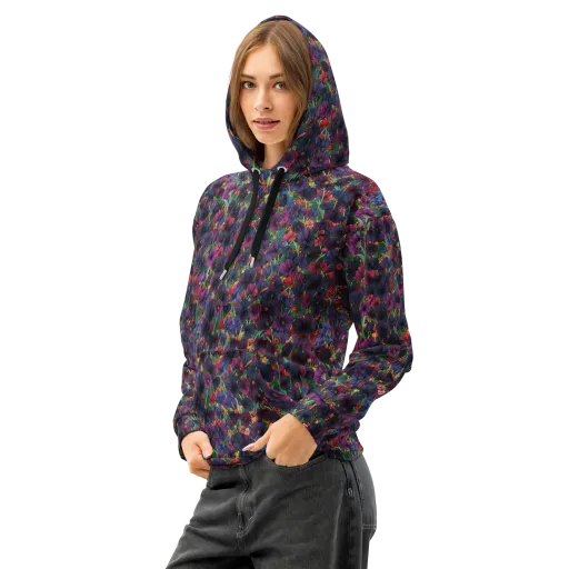 Velvet Wildflowers on a Cotton Hoodie