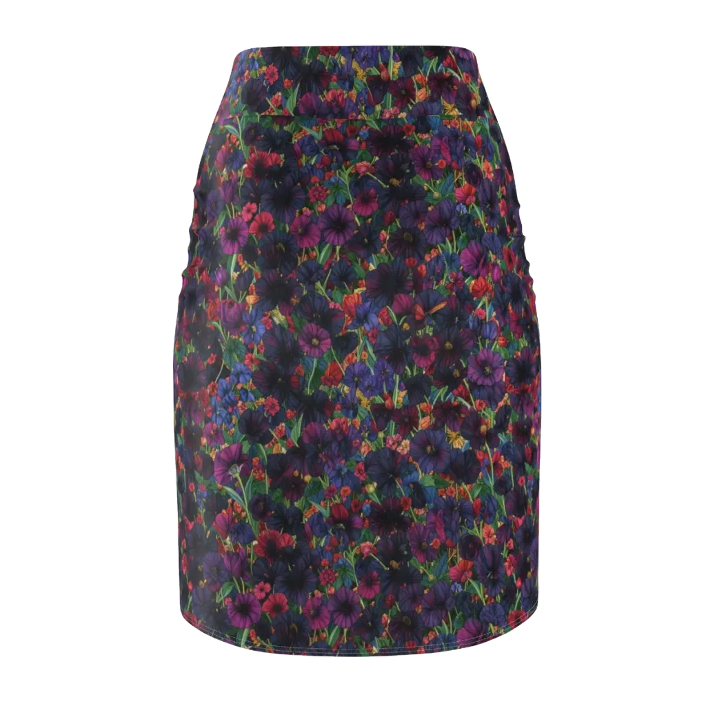 Velvet Wildflowers on Pencil Skirt — Back