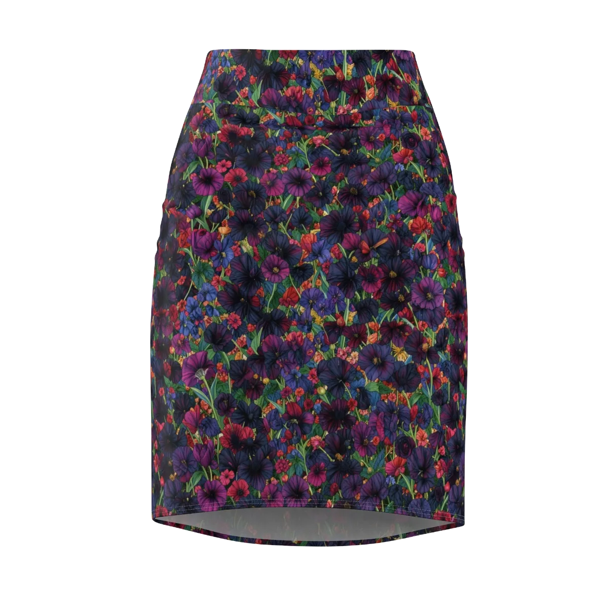 Velvet Wildflowers on Pencil Skirt — Front