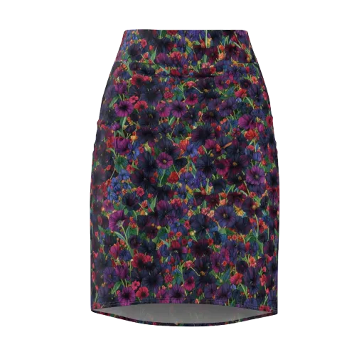 Velvet Wildflowers on a Pencil Skirt