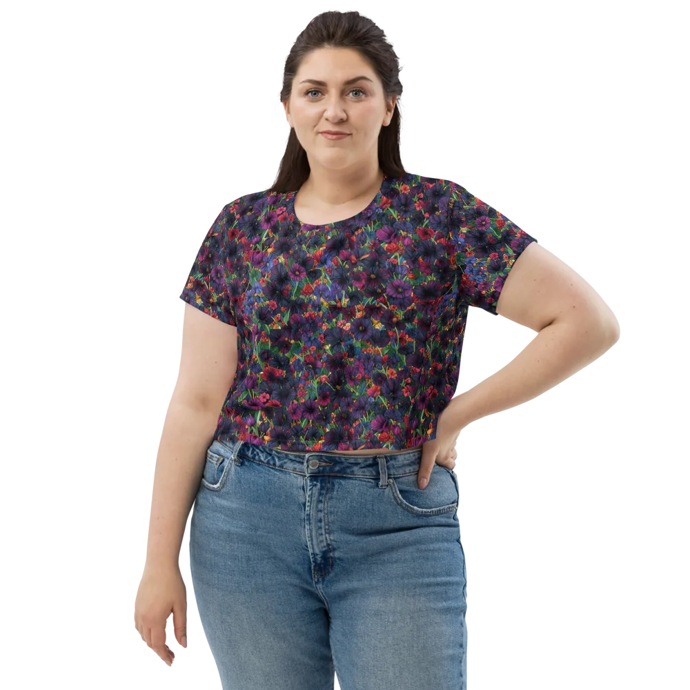 Velvet Wildflowers on Crop Tee — Front
