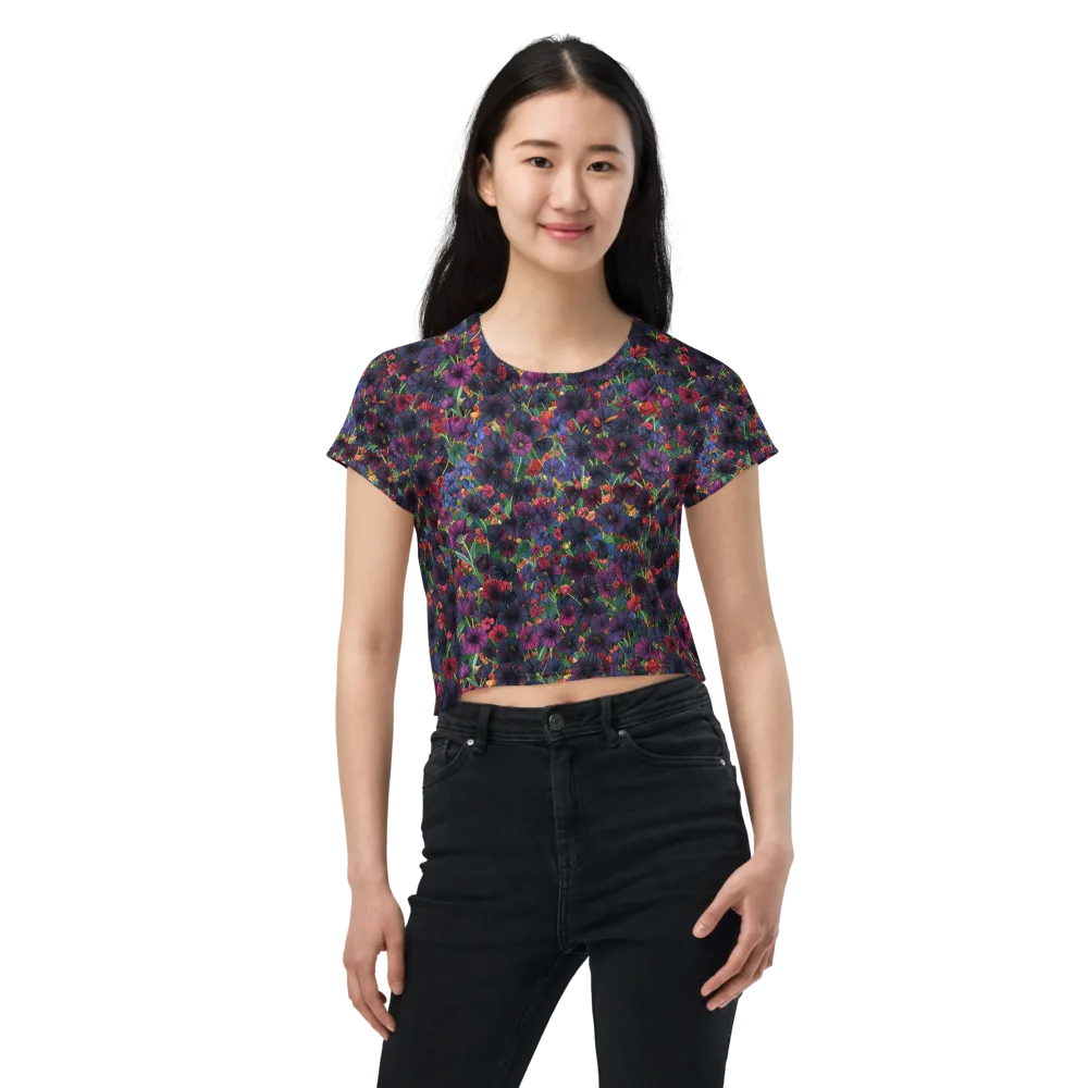 Velvet Wildflowers on Crop Tee — Front