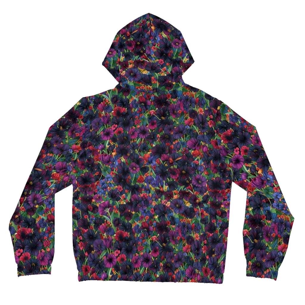 Velvet Wildflowers on Women's Full-Zip Hoodie — Back