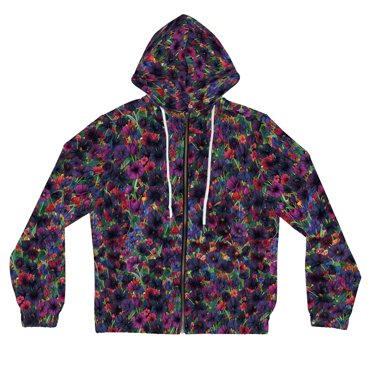 Velvet Wildflowers on Women's Full-Zip Hoodie — Front